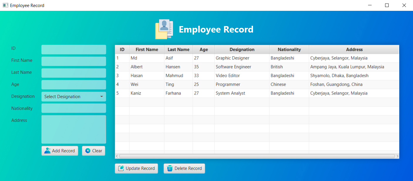 employee record management software solution using javafx